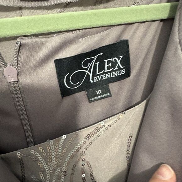 Alex Evenings Sequined A-Line Jacket Pewter Frost Size 16 Mother Of The Bride - Picture 8 of 14